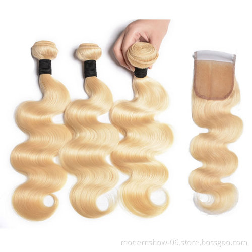 Wholesale 613 Blonde Hair Weave Bundles Virgin Brazilian Human Hair 613 Bundles With Frontal Closure